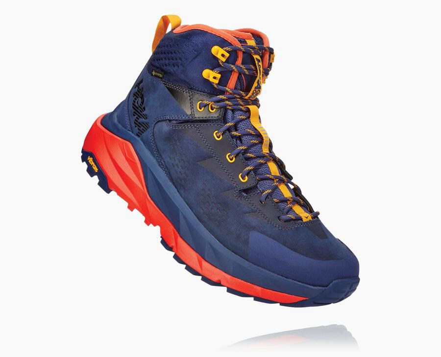 Hoka One One Kaha Gore-Tex - Men's Hiking Boots - Blue/Red - UK 357NYWOGP
